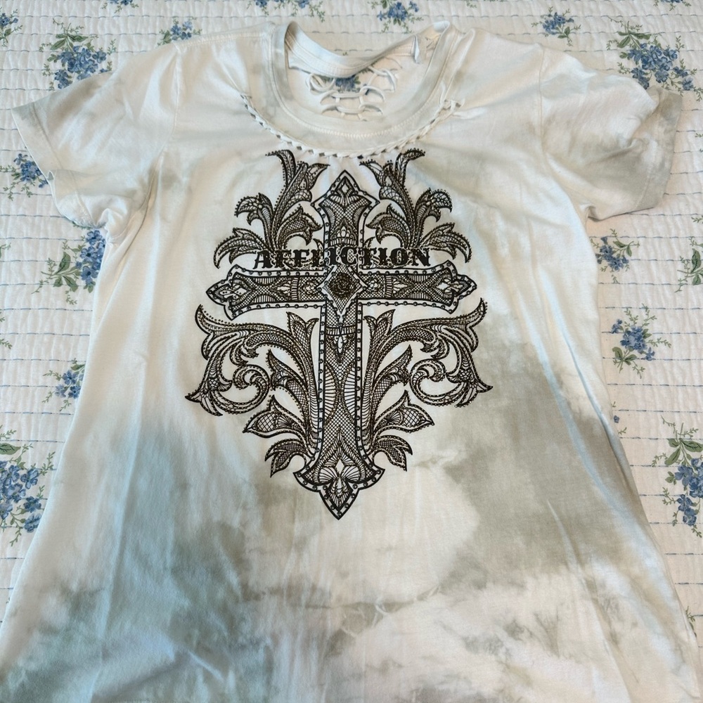 White and Gray Graphic Tee